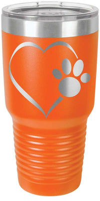 Load image into Gallery viewer, Designs by MyUtopia Shout Out:Heart Dog Paw Engraved Stainless Steel Insulated Double Wall 30oz Tumbler Premium Travel Mug
