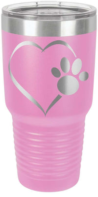 Load image into Gallery viewer, Designs by MyUtopia Shout Out:Heart Dog Paw Engraved Stainless Steel Insulated Double Wall 30oz Tumbler Premium Travel Mug,Lavendar / 30 Oz,Polar Camel Tumbler
