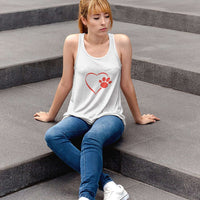 Load image into Gallery viewer, Designs by MyUtopia Shout Out:Heart Dog Paw Ladies Flowy Racer-back Tank Top

