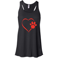 Load image into Gallery viewer, Designs by MyUtopia Shout Out:Heart Dog Paw Ladies Flowy Racer-back Tank Top,Black / X-Small,Ladies T-Shirts
