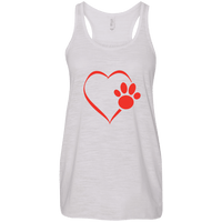 Load image into Gallery viewer, Designs by MyUtopia Shout Out:Heart Dog Paw Ladies Flowy Racer-back Tank Top,Vintage White / X-Small,Ladies T-Shirts
