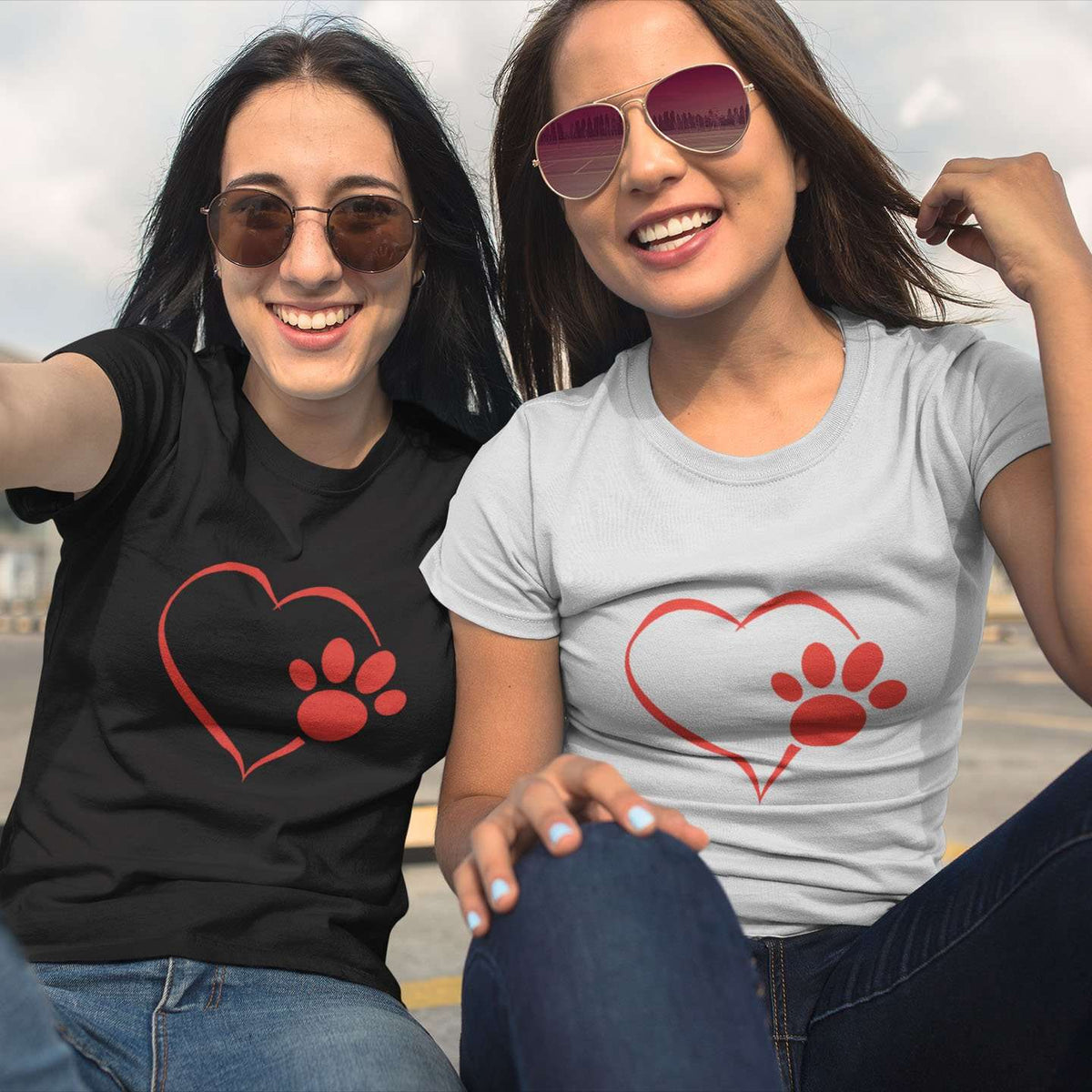 Designs by MyUtopia Shout Out:Heart Dog Paw Ladies Ultra Cotton Round Neck T-Shirt