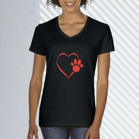 Load image into Gallery viewer, Designs by MyUtopia Shout Out:Heart Dog Paw Ladies Ultra Cotton V-Neck T-Shirt
