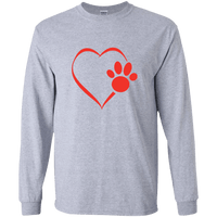 Load image into Gallery viewer, Designs by MyUtopia Shout Out:Heart Dog Paw Long Sleeve Ultra Cotton T-Shirt,Sport Grey / S,Long Sleeve T-Shirts
