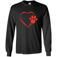 Load image into Gallery viewer, Designs by MyUtopia Shout Out:Heart Dog Paw Long Sleeve Ultra Cotton T-Shirt,Black / S,Long Sleeve T-Shirts
