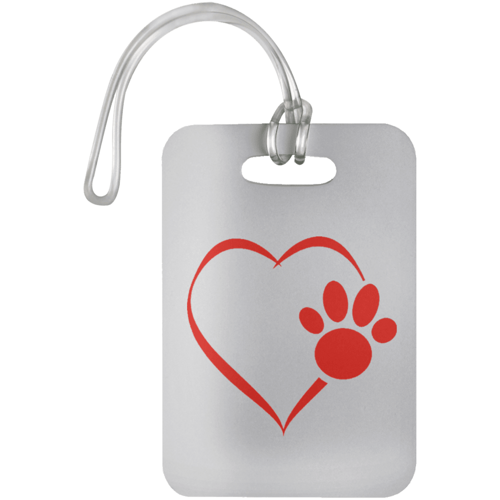 Designs by MyUtopia Shout Out:Heart Dog Paw Luggage Bag Tag,White / One Size,Luggage Tags