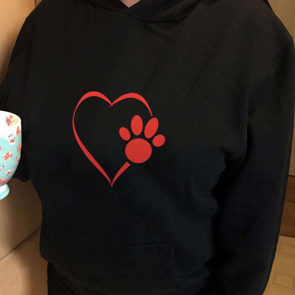 Designs by MyUtopia Shout Out:Heart Dog Paw Premium Core Fleece Pullover Hoodie
