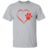 Load image into Gallery viewer, Designs by MyUtopia Shout Out:Heart Dog Paw Ultra Cotton Unisex T-Shirt,Sport Grey / S,Adult Unisex T-Shirt
