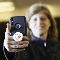 Load image into Gallery viewer, Designs by MyUtopia Shout Out:Heart Dog Paw (White) Hinged Phone Grip and Stand for Smartphones and Tablets
