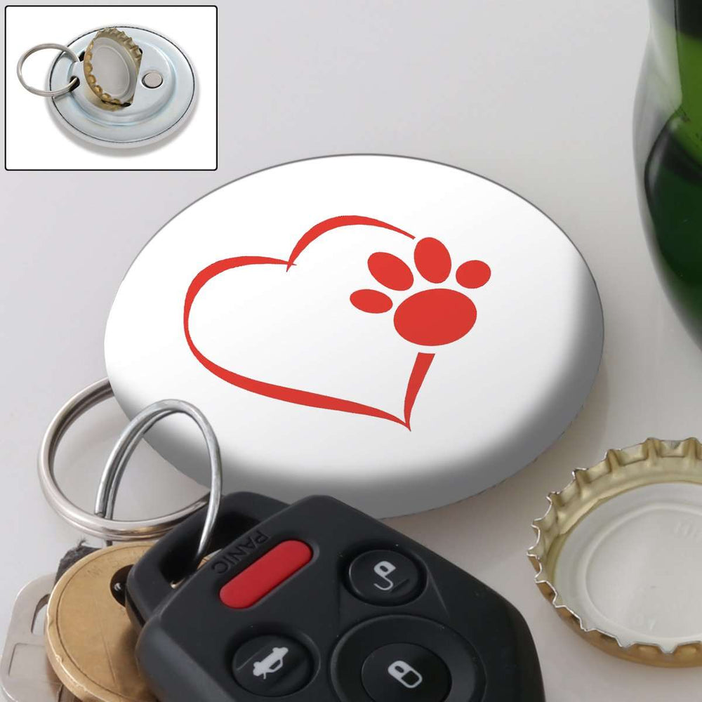 Designs by MyUtopia Shout Out:Heart Dog Paw (White) Magnetic Key chain and bottle opener