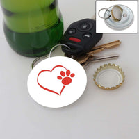 Load image into Gallery viewer, Designs by MyUtopia Shout Out:Heart Dog Paw (White) Magnetic Key chain and bottle opener
