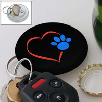 Load image into Gallery viewer, Designs by MyUtopia Shout Out:Heart w. Blue Dog Paw Magnetic Key chain and bottle opener
