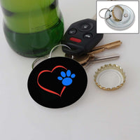 Load image into Gallery viewer, Designs by MyUtopia Shout Out:Heart w. Blue Dog Paw Magnetic Key chain and bottle opener
