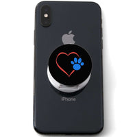Load image into Gallery viewer, Designs by MyUtopia Shout Out:Heart w Blue Dog Paw (on Black) Hinged Phone Grip and Stand for Smartphones and Tablets
