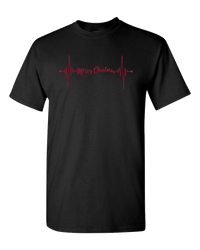 Load image into Gallery viewer, Designs by MyUtopia Shout Out:Heartbeat Merry Christmas Adult Unisex T-Shirt,Black / S,Adult Unisex T-Shirt
