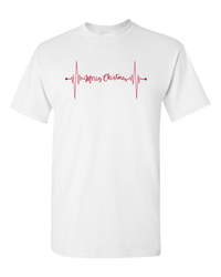 Load image into Gallery viewer, Designs by MyUtopia Shout Out:Heartbeat Merry Christmas Adult Unisex T-Shirt,White / S,Adult Unisex T-Shirt
