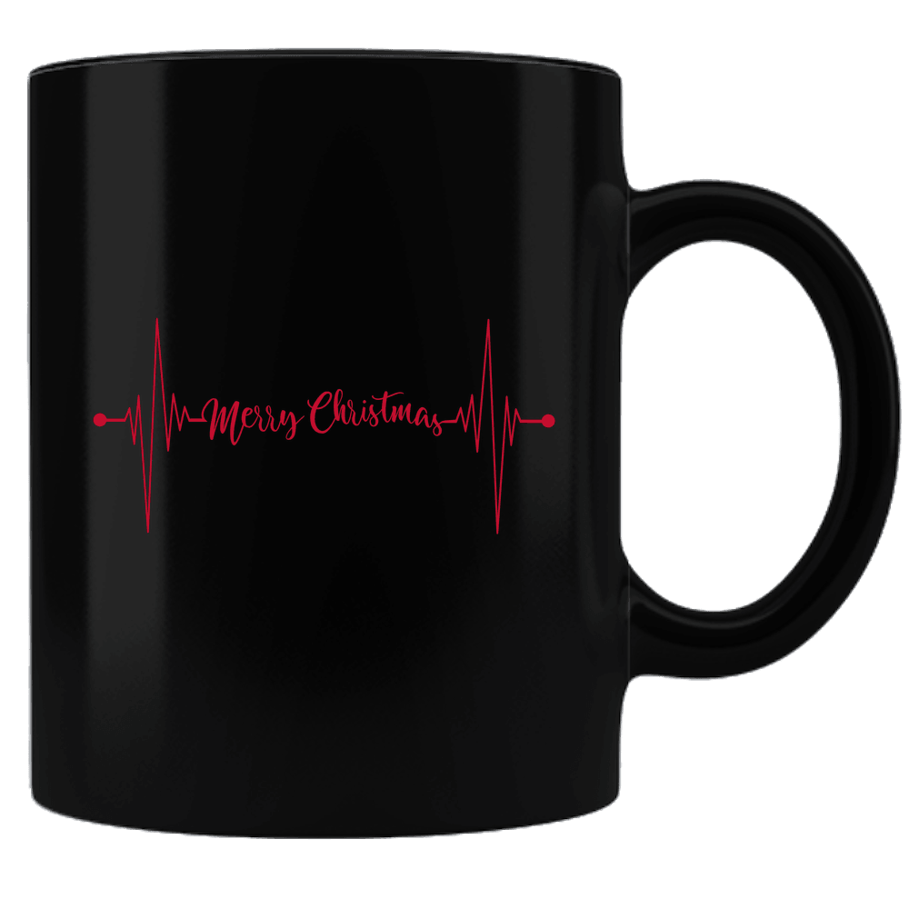 Designs by MyUtopia Shout Out:Heartbeat Merry Christmas Ceramic Black Coffee Mug,Default Title,Ceramic Coffee Mug