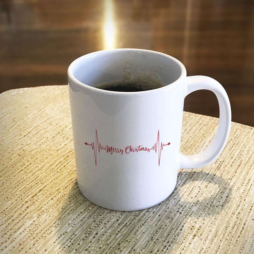 Designs by MyUtopia Shout Out:Heartbeat Merry Christmas Ceramic White Coffee Mug,11oz / White,Ceramic Coffee Mug