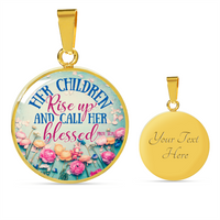 Load image into Gallery viewer, Designs by MyUtopia Shout Out:Her Children Rise Up and Call Her Blessed Prov 31:28 Liquid Glass Personalized Locket Necklace,Gold / Yes,Necklace
