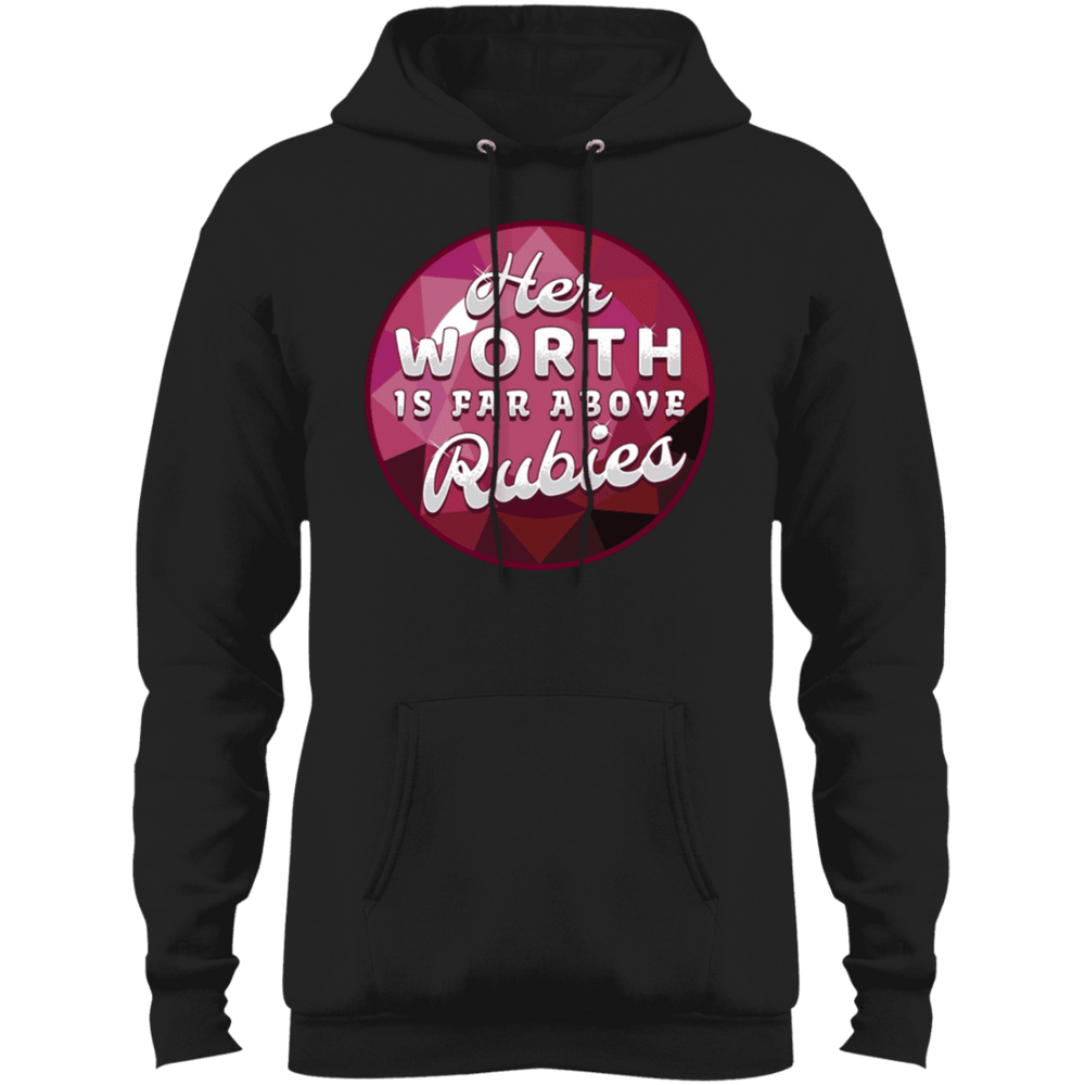 Designs by MyUtopia Shout Out:Her Worth is Far Above Rubies Core Fleece Pullover Hoodie,S / Jet Black,Sweatshirts