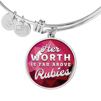 Load image into Gallery viewer, Designs by MyUtopia Shout Out:Her Worth Is Far Above Rubies Engravable Keepsake Bangle Round Bracelet
