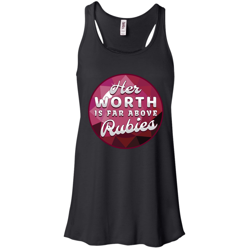 Designs by MyUtopia Shout Out:Her Worth is Far Above Rubies Flowy Racerback Tank,X-Small / Black,Tank Tops
