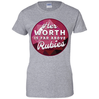 Load image into Gallery viewer, Designs by MyUtopia Shout Out:Her Worth is Far Above Rubies Ladies&#39; 100% Cotton T-Shirt,Sport Grey / X-Small,Ladies T-Shirts
