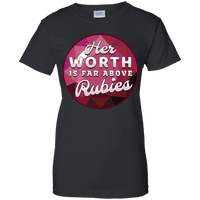 Load image into Gallery viewer, Designs by MyUtopia Shout Out:Her Worth is Far Above Rubies Ladies&#39; 100% Cotton T-Shirt,Black / X-Small,Ladies T-Shirts
