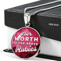 Load image into Gallery viewer, Designs by MyUtopia Shout Out:Her Worth Is Far Above Rubies Personalized Engravable Keepsake Necklace
