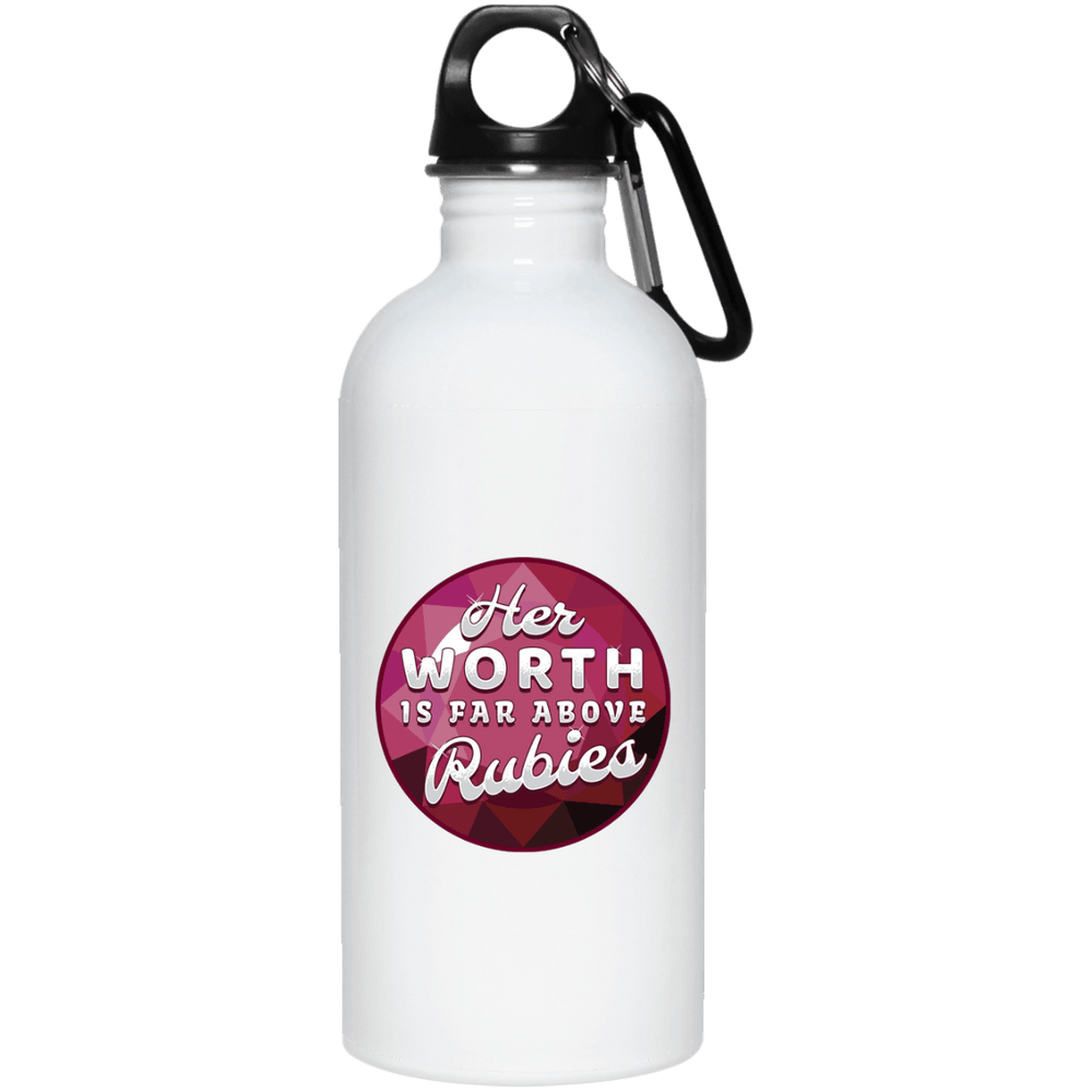 Designs by MyUtopia Shout Out:Her Worth Is Far Above Rubies Stainless Steel Water Bottle,White / One Size,Water Bottles
