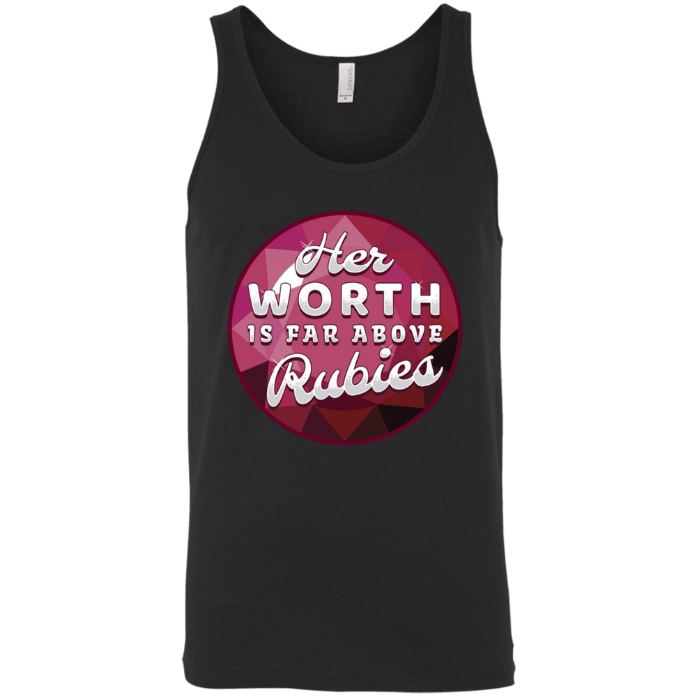 Designs by MyUtopia Shout Out:Her Worth is Far Above Rubies Unisex Tank,X-Small / Black,Tank Tops