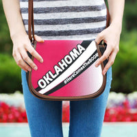 Load image into Gallery viewer, Designs by MyUtopia Shout Out:#HereComesTheBoomer Oklahoma Fan Canvas Saddlebag Style Crossbody Purse
