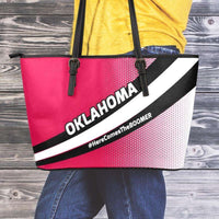 Load image into Gallery viewer, Designs by MyUtopia Shout Out:#HereComesTheBoomer Oklahoma Fan Faux Leather Totebag Purse,Medium (10 x 16 x 5) / Crimson/White/Black,tote bag purse
