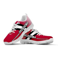 Load image into Gallery viewer, Designs by MyUtopia Shout Out:#HereComesTheBoomer Oklahoma Fan Running Shoes,Kid&#39;s / 11 CHILD (EU28) / Crimson/White,Running Shoes
