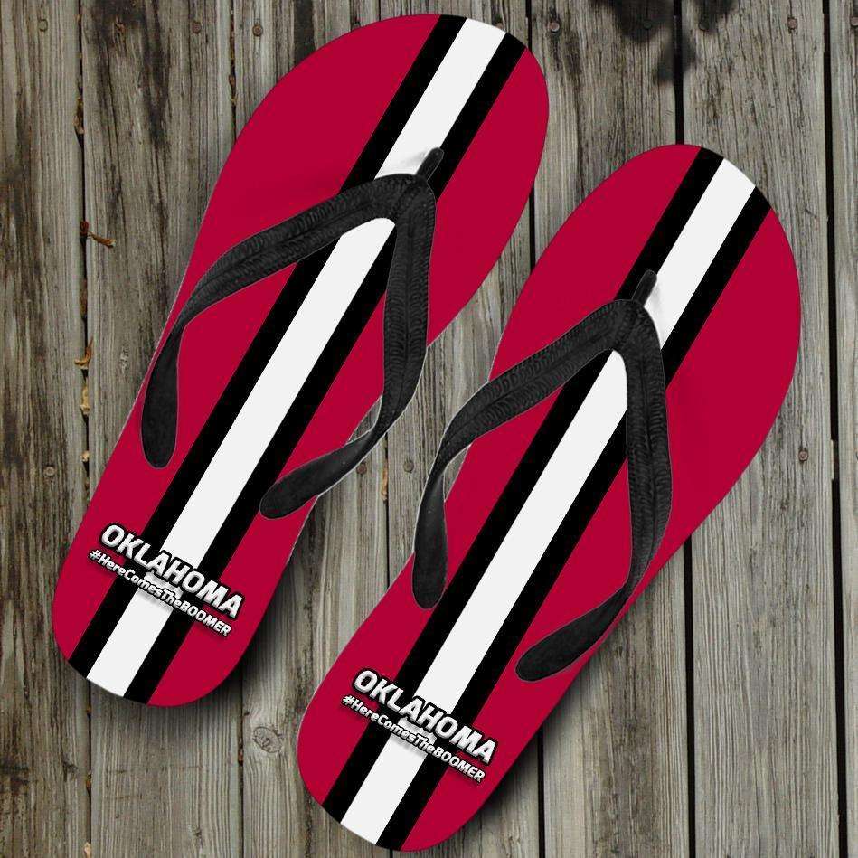 Designs by MyUtopia Shout Out:#HereComesTheBoomer Oklahoma Flip Flops
