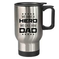 Load image into Gallery viewer, Designs by MyUtopia Shout Out:Hero Dad 14 oz Stainless Steel Travel Coffee Mug w. Twist Close Lid,14 oz / Stainless,Travel Mug
