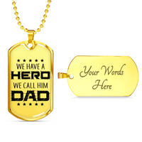 Load image into Gallery viewer, Designs by MyUtopia Shout Out:Hero Dad Personalized Engravable Keepsake Dog Tag Necklace,Gold / Yes,Dog Tag Necklace
