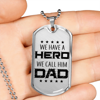 Load image into Gallery viewer, Designs by MyUtopia Shout Out:Hero Dad Personalized Engravable Keepsake Dog Tag Necklace
