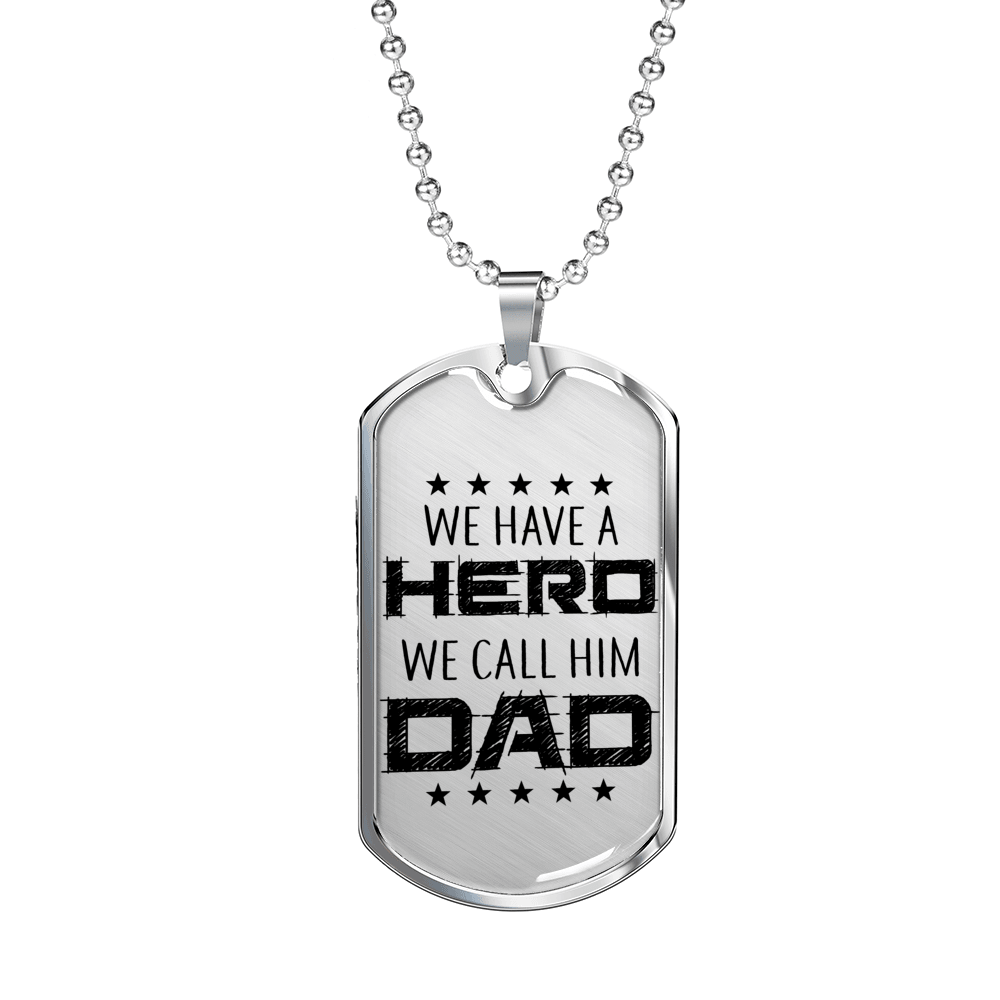 Designs by MyUtopia Shout Out:Hero Dad Personalized Engravable Keepsake Dog Tag Necklace,Silver / No,Dog Tag Necklace