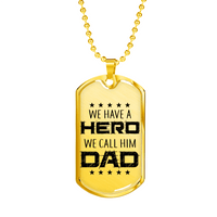 Load image into Gallery viewer, Designs by MyUtopia Shout Out:Hero Dad Personalized Engravable Keepsake Dog Tag Necklace,Gold / No,Dog Tag Necklace
