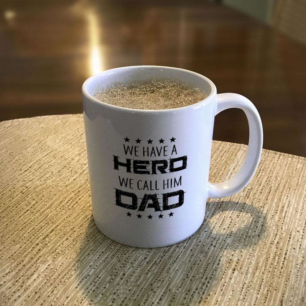 Designs by MyUtopia Shout Out:Hero Dad White Ceramic Coffee Mug,11oz / White,Ceramic Coffee Mug