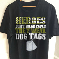 Load image into Gallery viewer, Designs by MyUtopia Shout Out:Heroes Don&#39;t Wear Capes Adult Unisex Cotton Short Sleeve T-Shirt,S / Black,Adult Unisex T-Shirt
