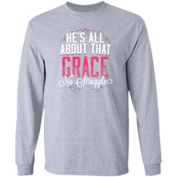 Load image into Gallery viewer, Designs by MyUtopia Shout Out:He&#39;s All About That Grace Long Sleeve Ultra Cotton T-Shirt,Sport Grey / S,Sweatshirts
