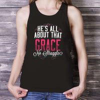 Load image into Gallery viewer, Designs by MyUtopia Shout Out:He&#39;s All About That Grace No Struggle Unisex Tank,X-Small / Black,Tank Tops

