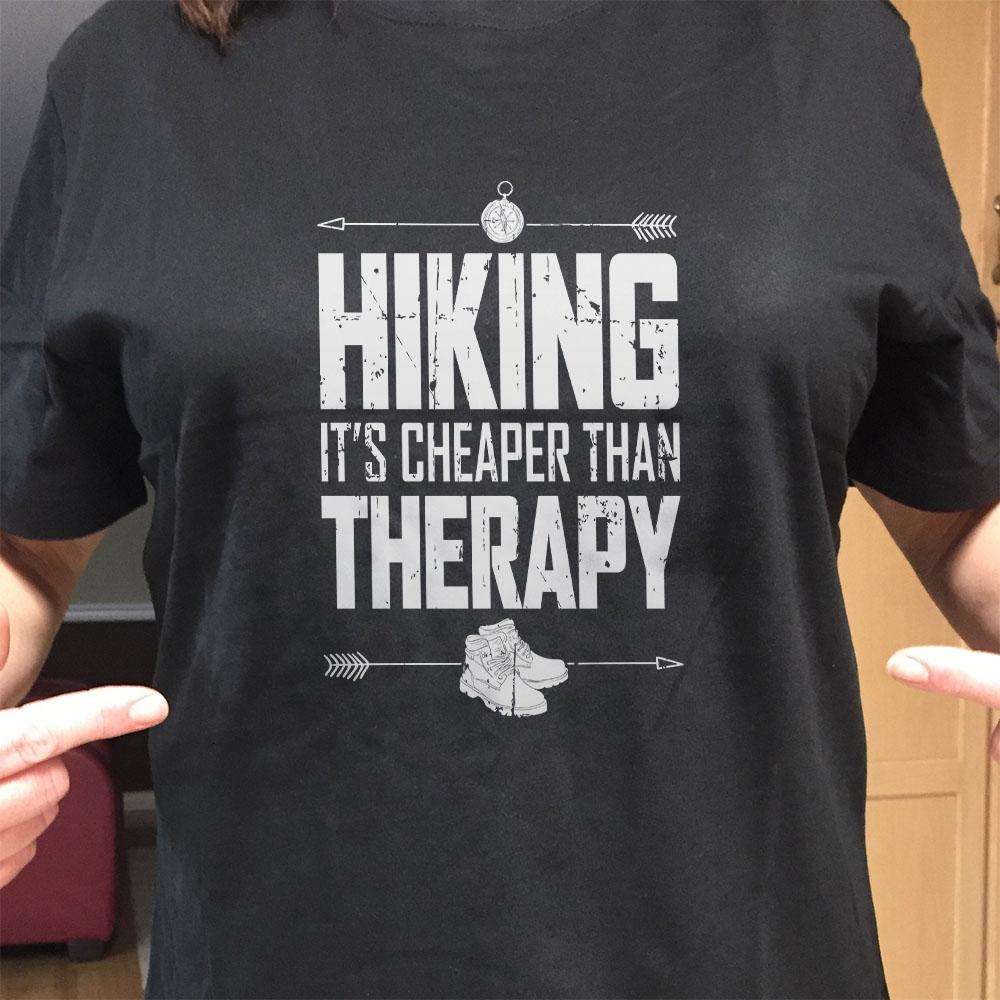 Designs by MyUtopia Shout Out:Hiking Cheaper Than Therapy Adult Unisex T-Shirt