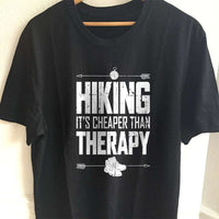 Load image into Gallery viewer, Designs by MyUtopia Shout Out:Hiking Cheaper Than Therapy Adult Unisex T-Shirt,S / Black,Adult Unisex T-Shirt
