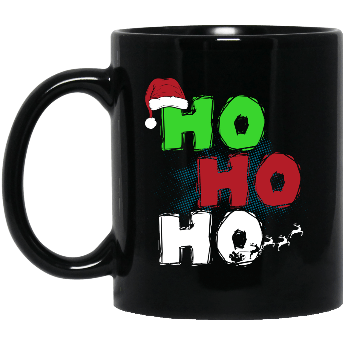 Designs by MyUtopia Shout Out:Ho Ho Ho - Christmas Ceramic Coffee Mug - Black,Black / 11 oz,Apparel