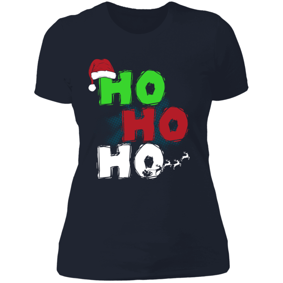 Designs by MyUtopia Shout Out:Ho Ho Ho - Christmas Ultra Cotton Ladies' T-Shirt,Midnight Navy / X-Small,Ladies T-Shirts