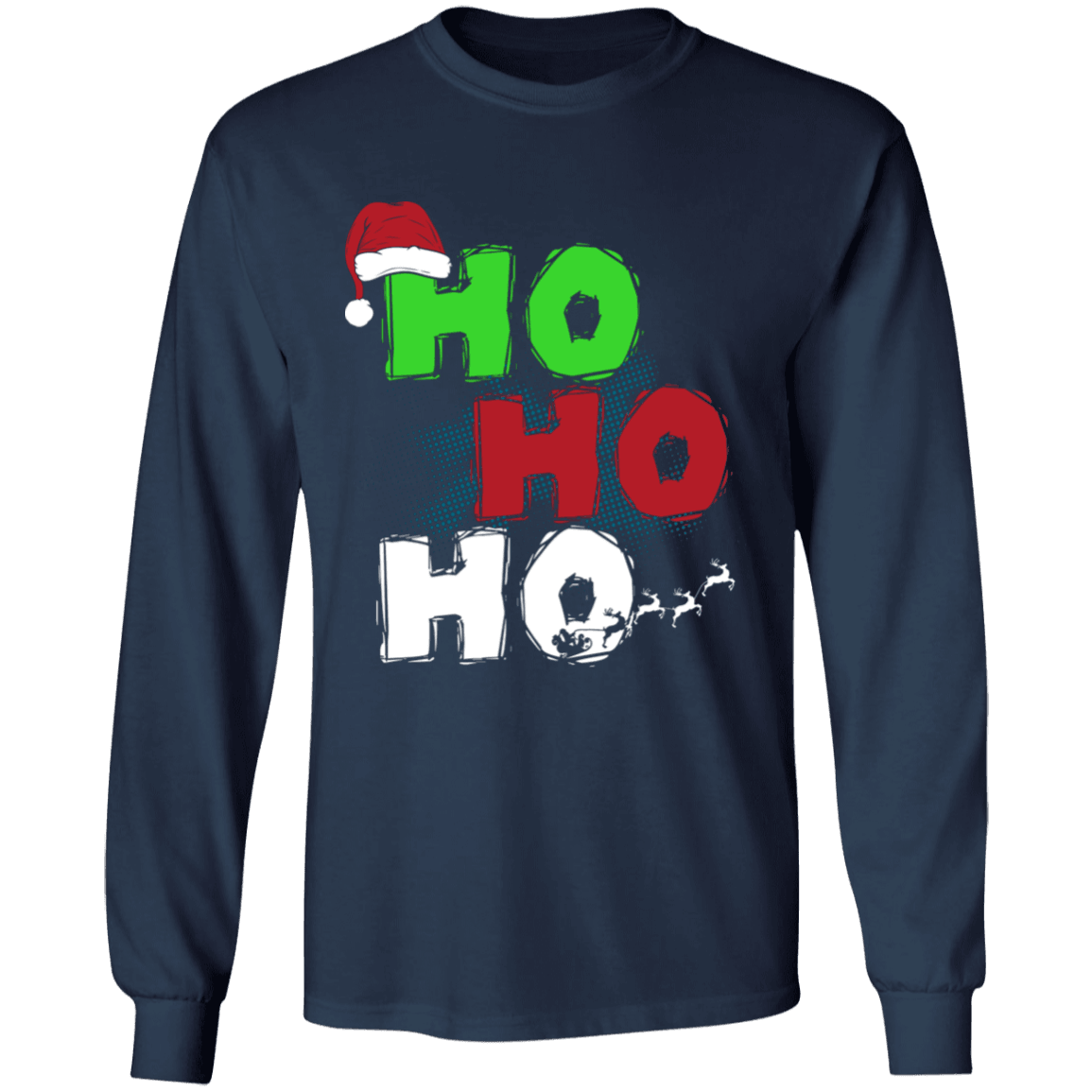 Designs by MyUtopia Shout Out:Ho Ho Ho - Christmas Ultra Cotton Long Sleeve T-Shirt,Navy / S,Long Sleeve T-Shirts