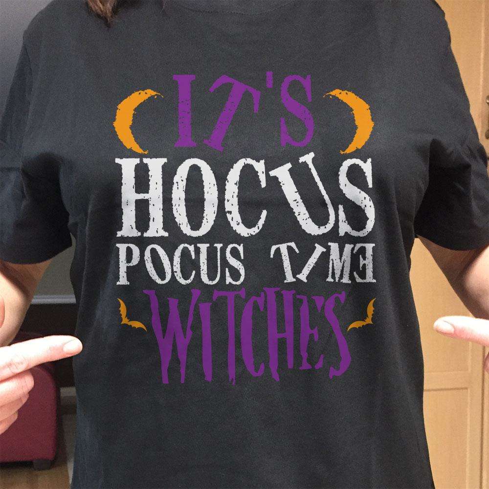 Designs by MyUtopia Shout Out:Hocus Pocus Time Witches Adult Unisex Cotton Short Sleeve T-Shirt
